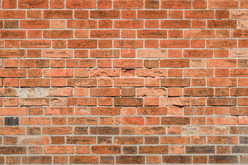 Weathered brick wall closeup