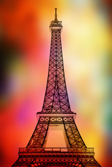 silhouette della Tour Eiffel su fondo colorato