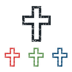 Christian cross grunge icon set