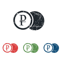 Ruble coin grunge icon set