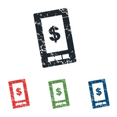 Dollar screen grunge icon set