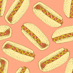 Sketch hotdog in vintage style