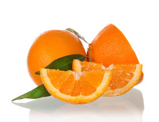 Cut orange on white