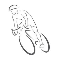 Naklejka premium Bewegung und Ausdauertraining im Freizeitsport für eine stabile und gute Gesundheit. Logo für Radsport, Sportler, Radrennen, Radfahrer mit Rennrad im Sprint