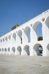 Bonde Tram Train at Arcos da Lapa Arches Rio de Janeiro Brazil