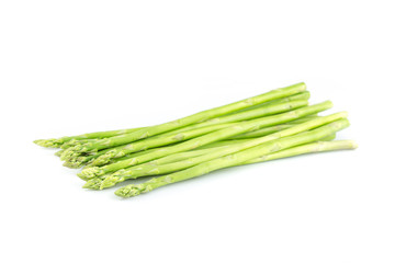 fresh asparagus on white background.