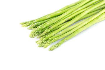 fresh asparagus on white background.