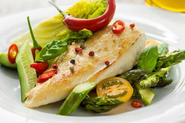 Grilled chicken breast with vegetables delicious