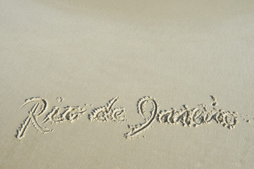 Rio de Janeiro Brazil Handwritten Message Sand Beach