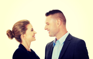 Professional conversation between businesspeople