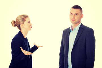 Professional conversation between businesspeople