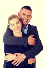 Businesspeople embracing each other