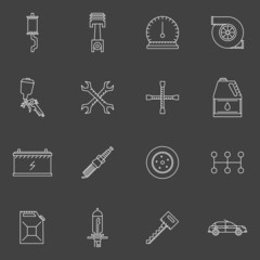 Auto service or repair icons set