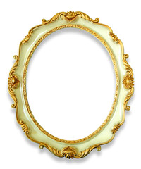 Vintage golden frame isolated on white background