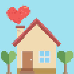 Fototapeta premium House pixel style pattern