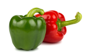 Green and red sweet peppers