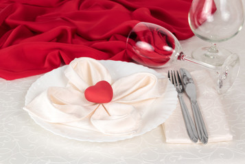 The red heart on plate