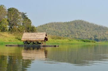 Thai bamboo floating on lake