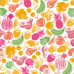 seamless pattern vector fruits and berries icons 