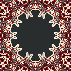 Abstract vector circle floral ornamental border frame