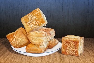 Croissant Pastry Zu-Zu On Rustic Wooden Table
