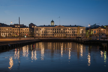 Fototapeta na wymiar Twilight time of the Old Town in Helsinki, Finland