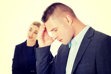 Businesswoman reprimend her partner