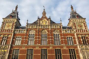 Fototapeta na wymiar The facade of Grand Central Station in Amsterdam