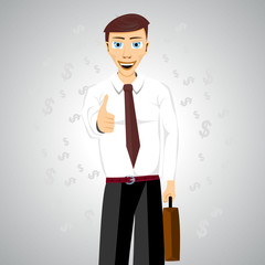 businessman standing with his thumbs up