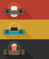 Fototapeta premium Retro movie theater posters flat design. Eps10 vector