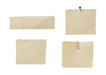 Piece of note paper on white background