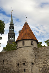 Medieval towers - part of the city wall. Tallinn, Estonia