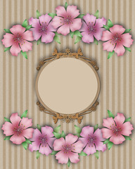 Flower frame. Bouquet of pink pastel azalea background