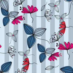 Flowers cute cartoon seamless pattern background