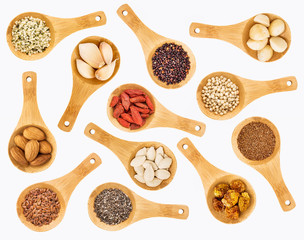 superfood grain, seed, berry and nuts abstract