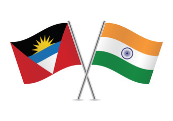 Indian and Antigua and Barbuda flags. Vector illustration.