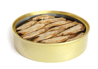 canned fish isolated on white background