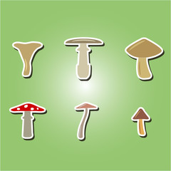 set of color icons with  mushrooms for your design