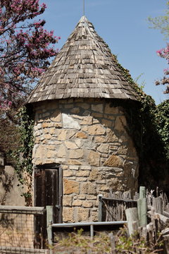 Small Round Limestone Barn With Wood Shingled Roof
