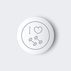 I love fitness, gym, linear sign with barbells