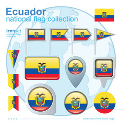 Fototapeta premium Flag of Ecuador, icon collection, vector illustration