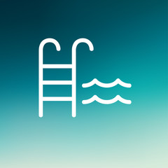 Swimming pool ladder thin line icon