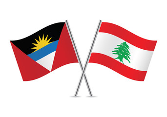 Lebanon and Antigua and Barbuda flags. Vector illustration.