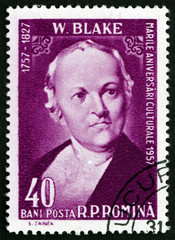 Postage stamp Romania 1958 William Blake, English Poet
