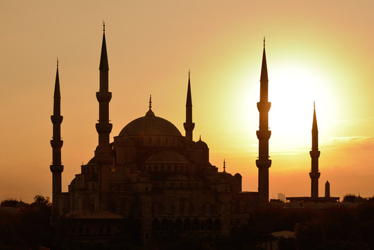Istanbul. Blue Mosque at sunset