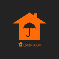 Orange house with umbrella