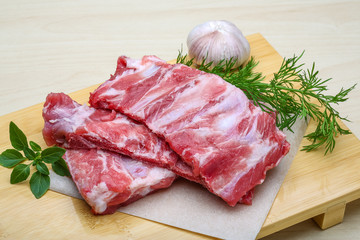 Raw pork ribs