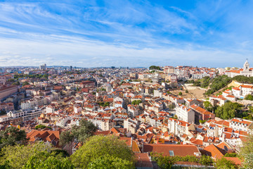 Fototapeta na wymiar Lisbon rooftop from Sao Jorge castle viewpoint in Portugal