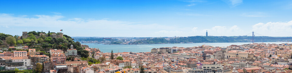 Fototapeta premium Panoramic view of Miradouro da Graca viewpoint in Lisbon, Portu