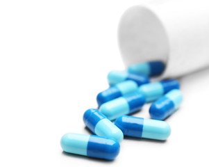 Pile of pills isolated on white